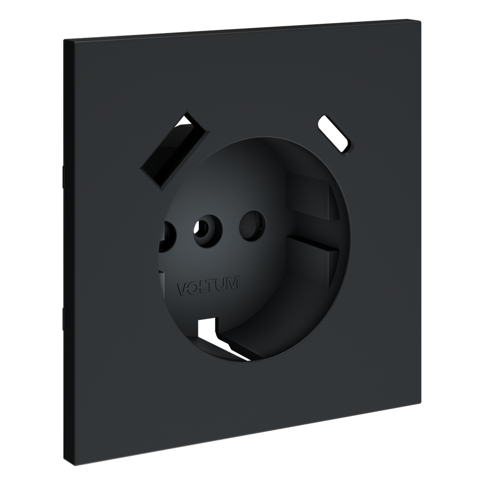 Накладка для розетки с заземлением и защитными шторками, с USB A+C, S70 (графит)