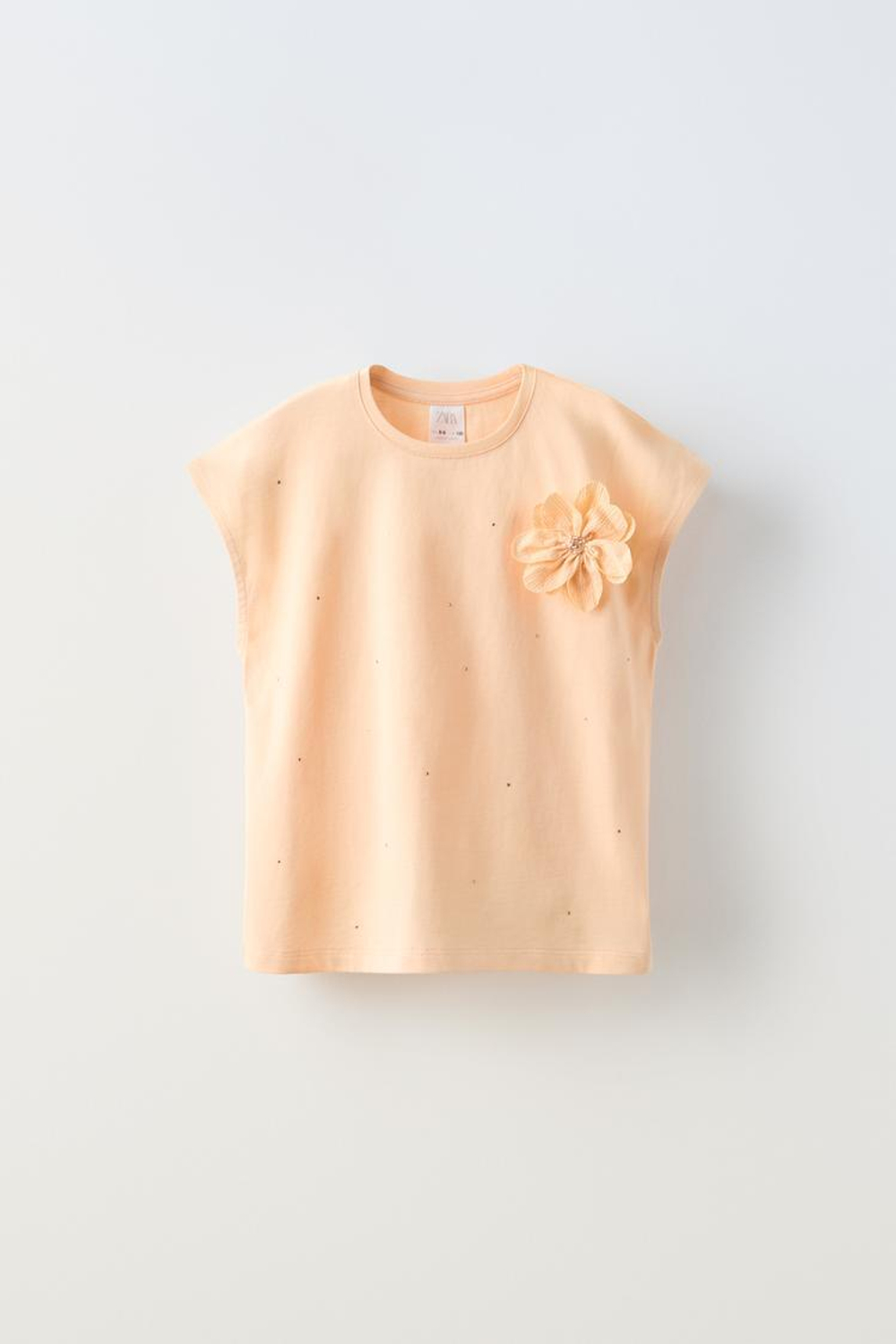 ZARA ФУТБОЛКА С ДЕКОРАТИВНЫМИ ДЕТАЛЯМИ, ОРАНЖЕВЫЙ