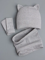 Шапка для девочки осенняя с митенками и снудом