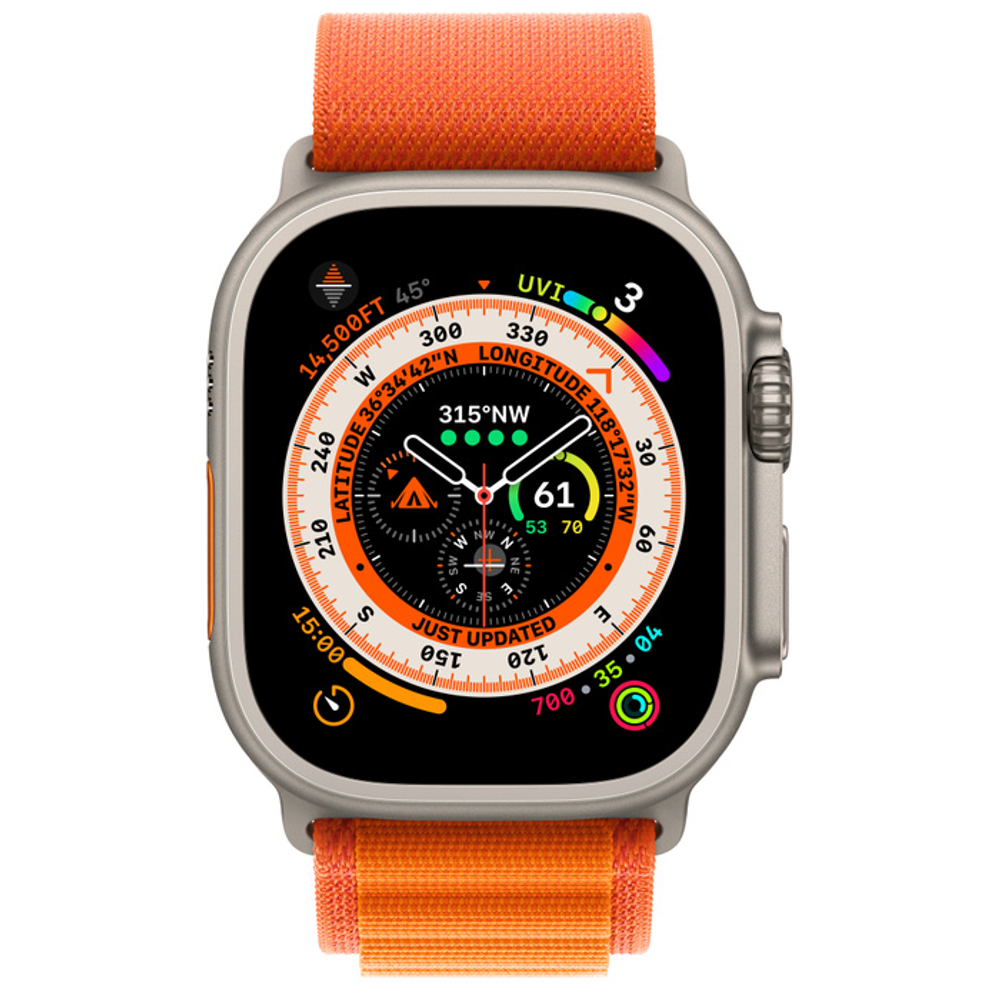Apple Watch Ultra 49 mm Titanium Case with Orange Alpine Loop