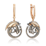 Серьги «Драконы» с английским замком из красного золота