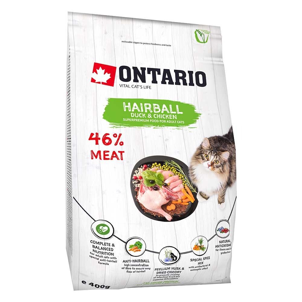 Ontario корм для кошек для выведения комочков шерсти с курицей и уткой (Hairball)