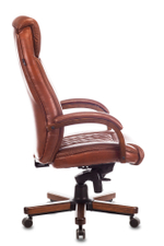 Кресло руководителя Бюрократ T-9924WALNUT, светло-коричневый, кожа, металл/дерево