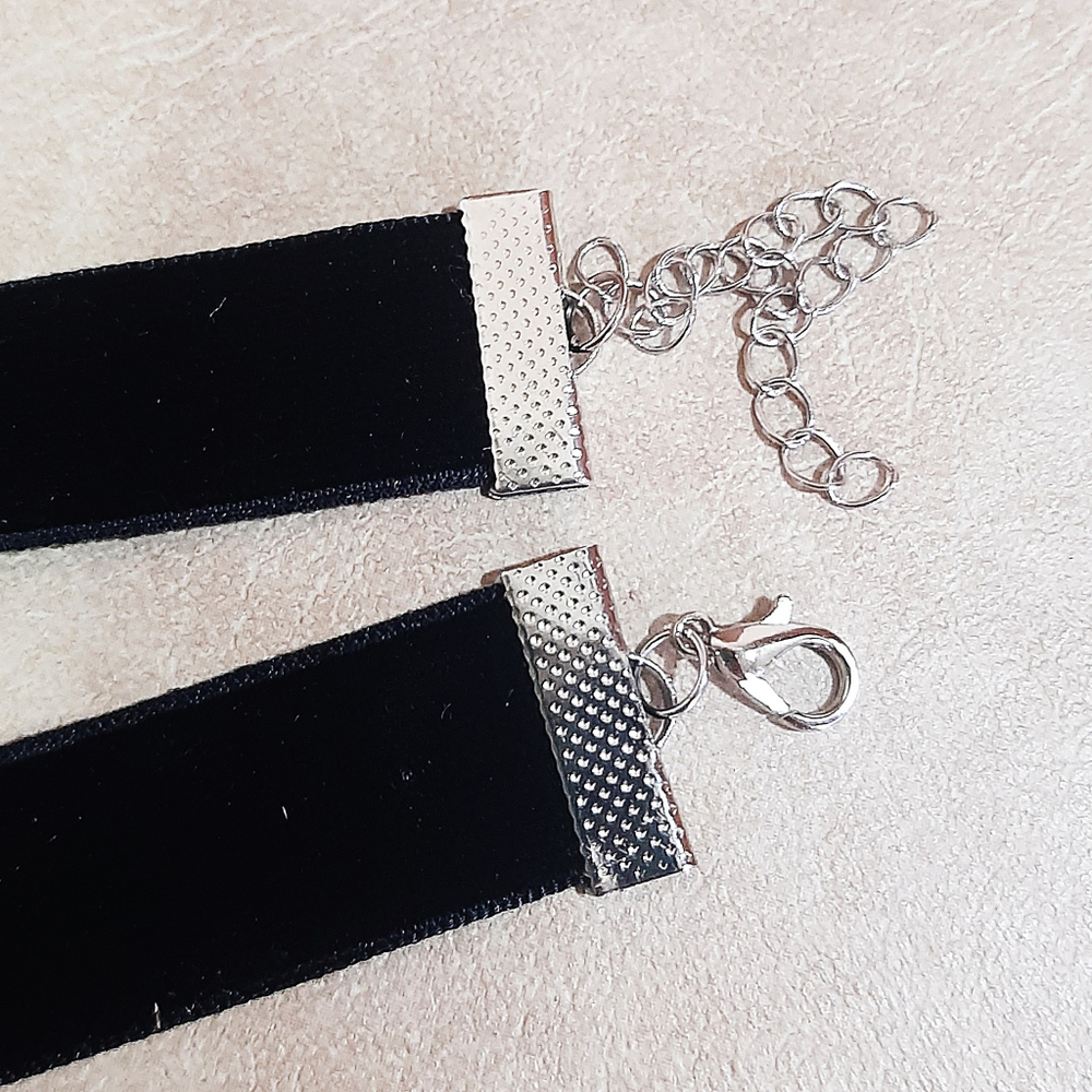 Удлиненный черный велюровый чокер 2см. Длина 35 см