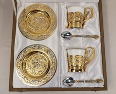 Набор кофейный на 2 персоны "Павлин" (Златоуст)