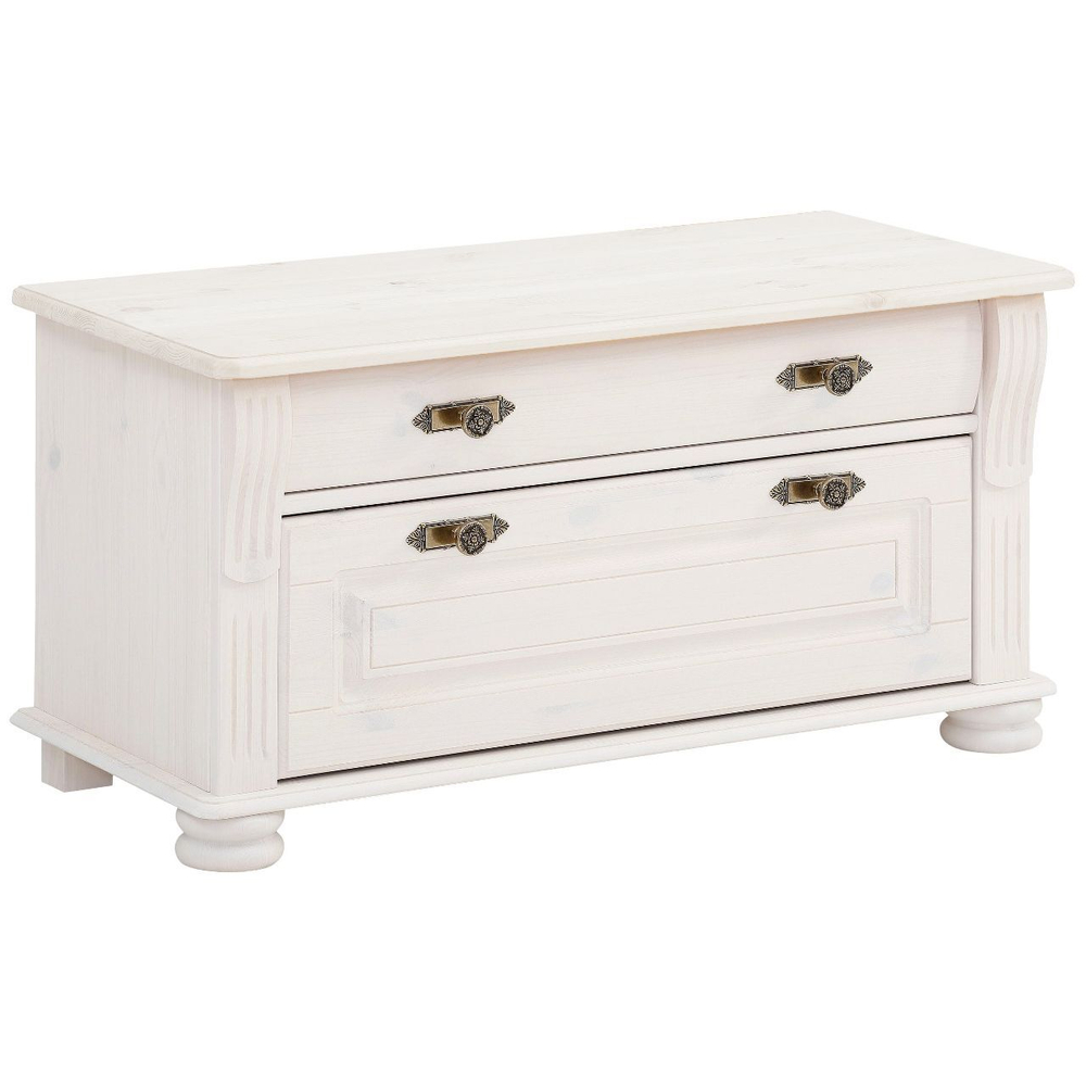 Скамья в прихожую Сюзанна из сосны, 91х42х46 см, белая обувница для хранения вещей и обуви в прихожей