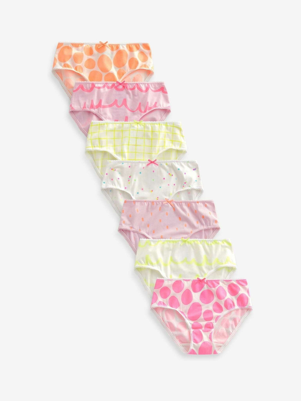 Трусы для девочки Next K92-280, 7 шт., Белый, Розовый, Салатовый