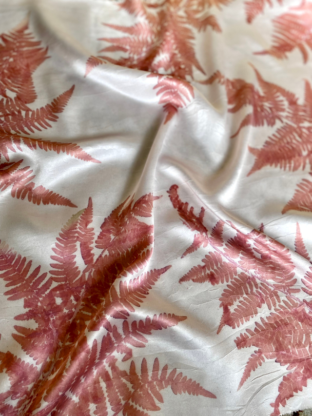 Шёлковый платок "Бабье лето", экопринт