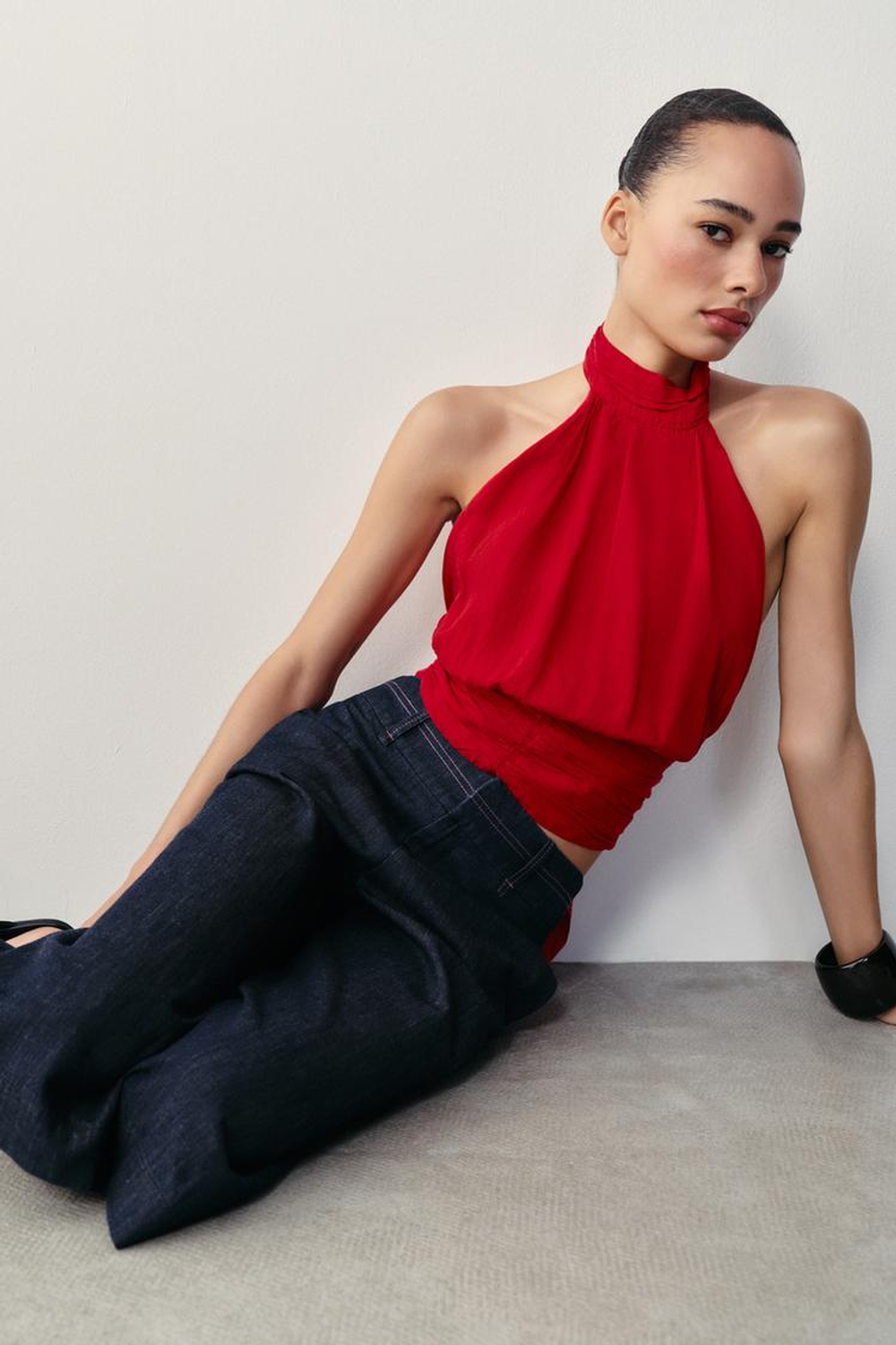 ZARA УДЛИНЕННЫЕ ШОРТЫ С КОНТРАСТНОЙ ОТСТРОЧКОЙ, СИНИЙ