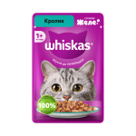 Влажный корм для взрослых кошек Кролик в желе, 75г Whiskas