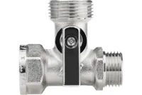 Кран шаровой трёхпроходной для быт. техники MPF 1/2" х 3/4" х 1/2" в/н/н, латунь никл., ГОСТ ИС.081197