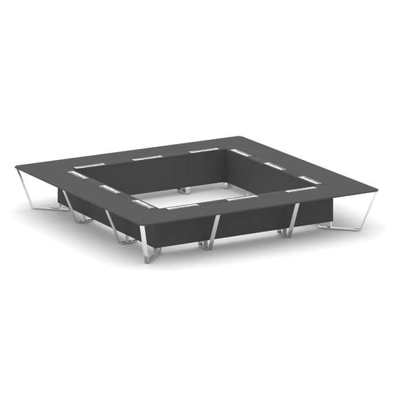 Steel Meet Стол переговорный квадратный MD-PR.B.SP-24K Антрацит/Нержавеющая Сталь/Хром 4800*4800*750