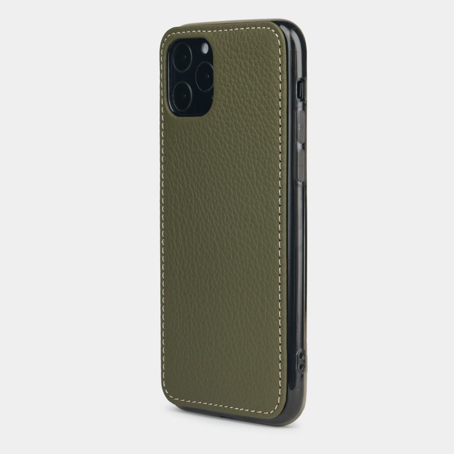 Чехол-накладка для iPhone 11 Pro из натуральной кожи теленка, зеленого цвета