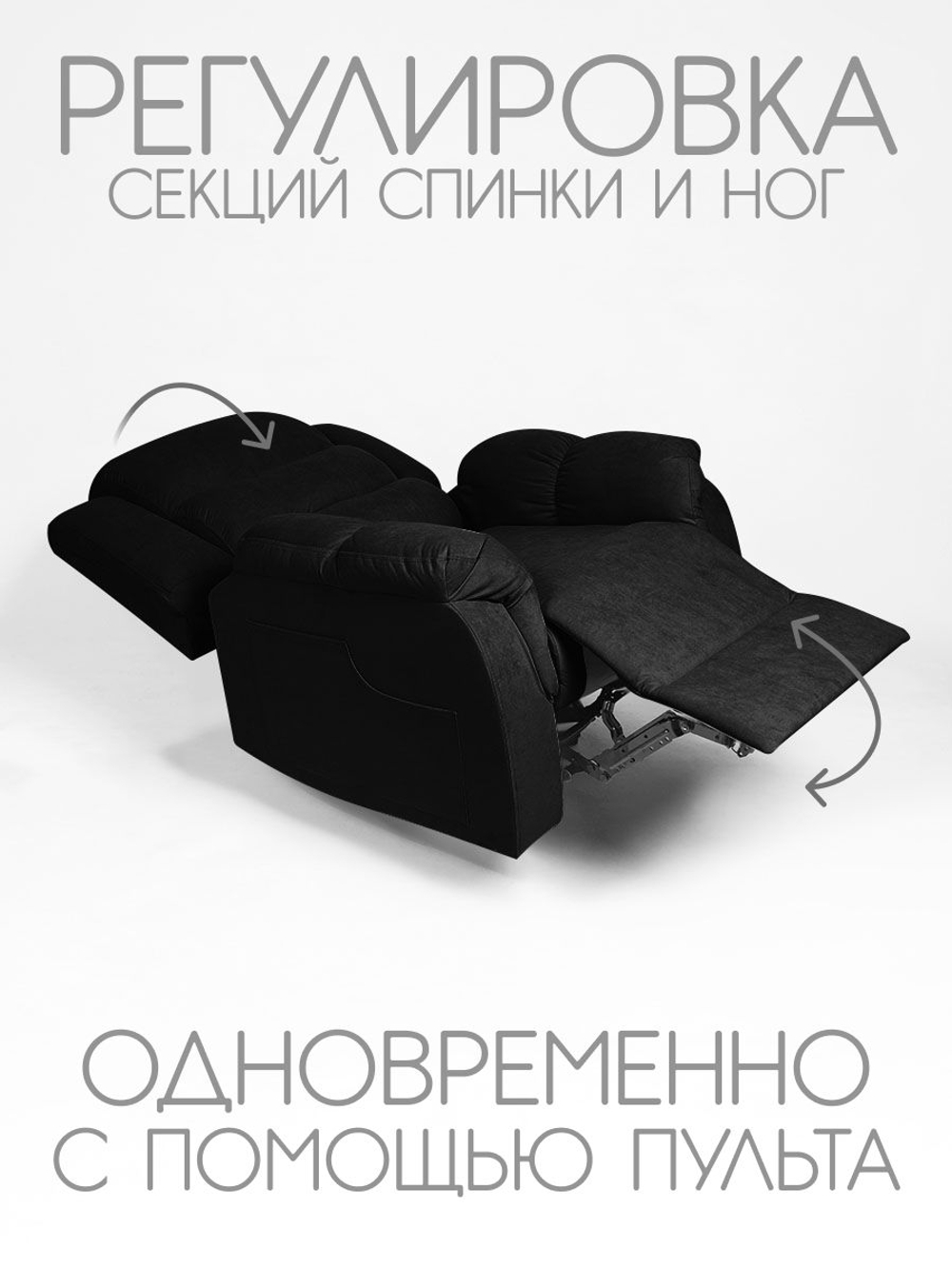Кресло реклайнер велюр электрическое (1 мотор и 2 мотора)