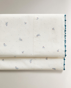 Комплект постельного белья Zara Home, 75х100 см, хлопок 100%, с растительным принтом, 1661/499