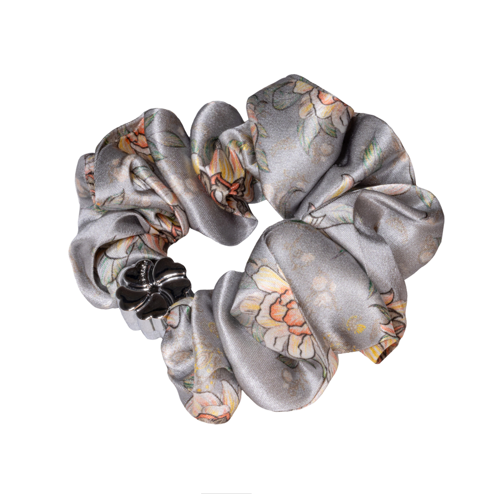 Комплект шелковых резинок для волос Mollen Лазоревый цветок светло-серый