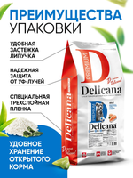 Cухой полнорационный корм для взрослых собак крупных пород лосось с рисом Delicana 15кг