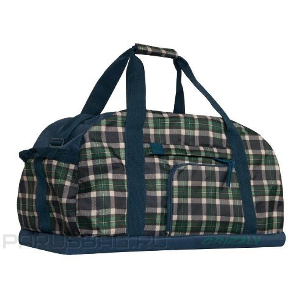 Сумка спортивная Grizzly 600-3/1 62*37*30см клетка сине-зелёная