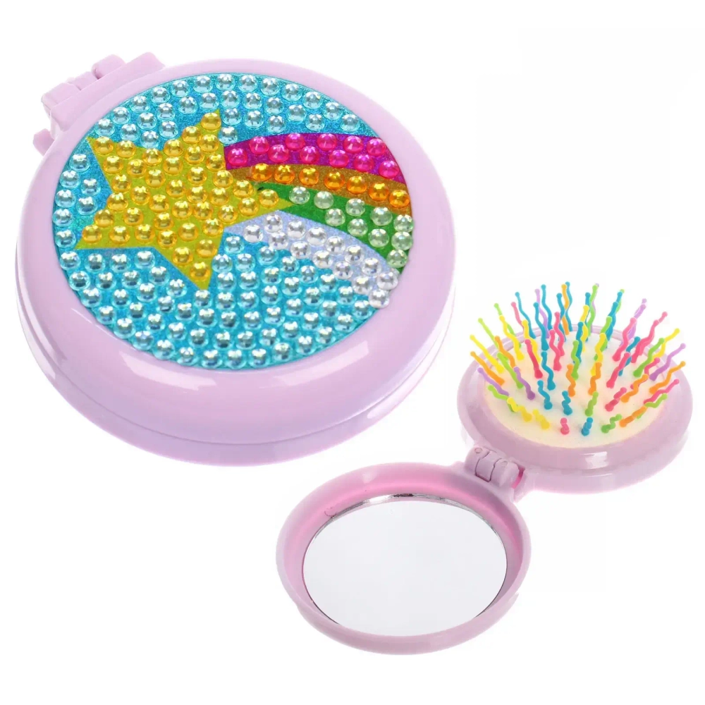 Расческа массажная детская складная «КАРАМЕЛЬ», звезда, цвет сиреневый, d-6см (пакет с подвесом)