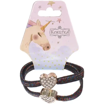 Резинки для волос 2шт «МАЛЬТА», сердечки, микс 6 цветов, d-5,5см (подвес Единорог)