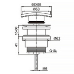 Донный клапан AZARIO для раковины, квадрат, CLIC-CLAC, G 1 1/4, латунь, бронза (AZ-106-BR)