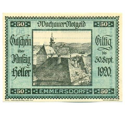 Австрия 50 геллеров 1920 Эммерсдорф-ан-дер-Донау aUNC