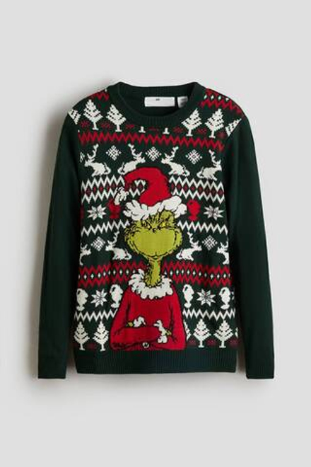 H&M Жаккардовый вязаный свитер, черный