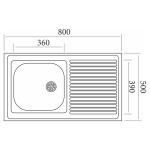 Мойка 80х50 (0,4) лев вып 1 1/2 Эконом (глуб. 13см)