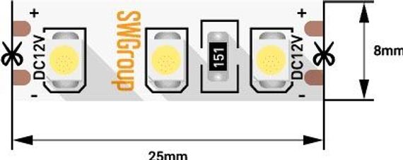 Светодиодная лента SWG 9,6W/m 120LED/m 3528SMD желтый 5M 000967