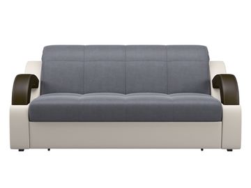 Диван Мадрид 1,2 - Велютто/Velutto  32 серый/беж кожзам/ коричневая накладка