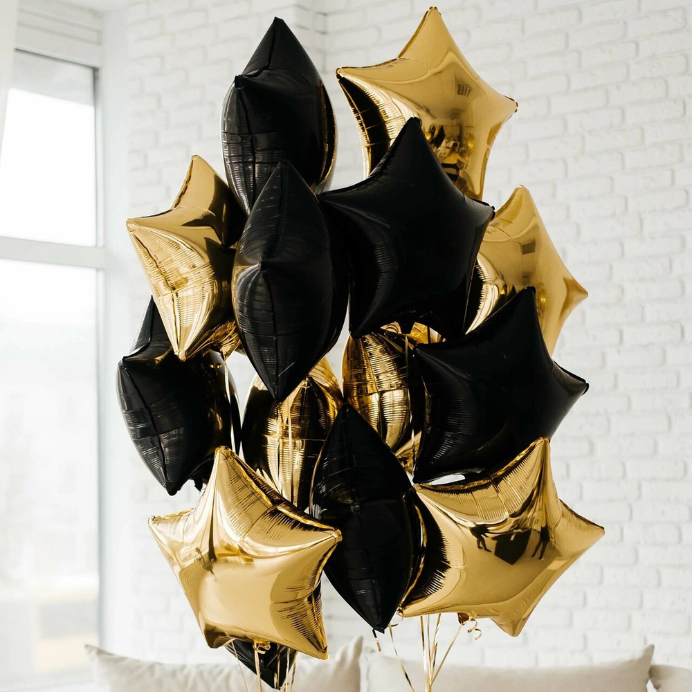 Фонтан из золотых и черных звезд, 14 звезд