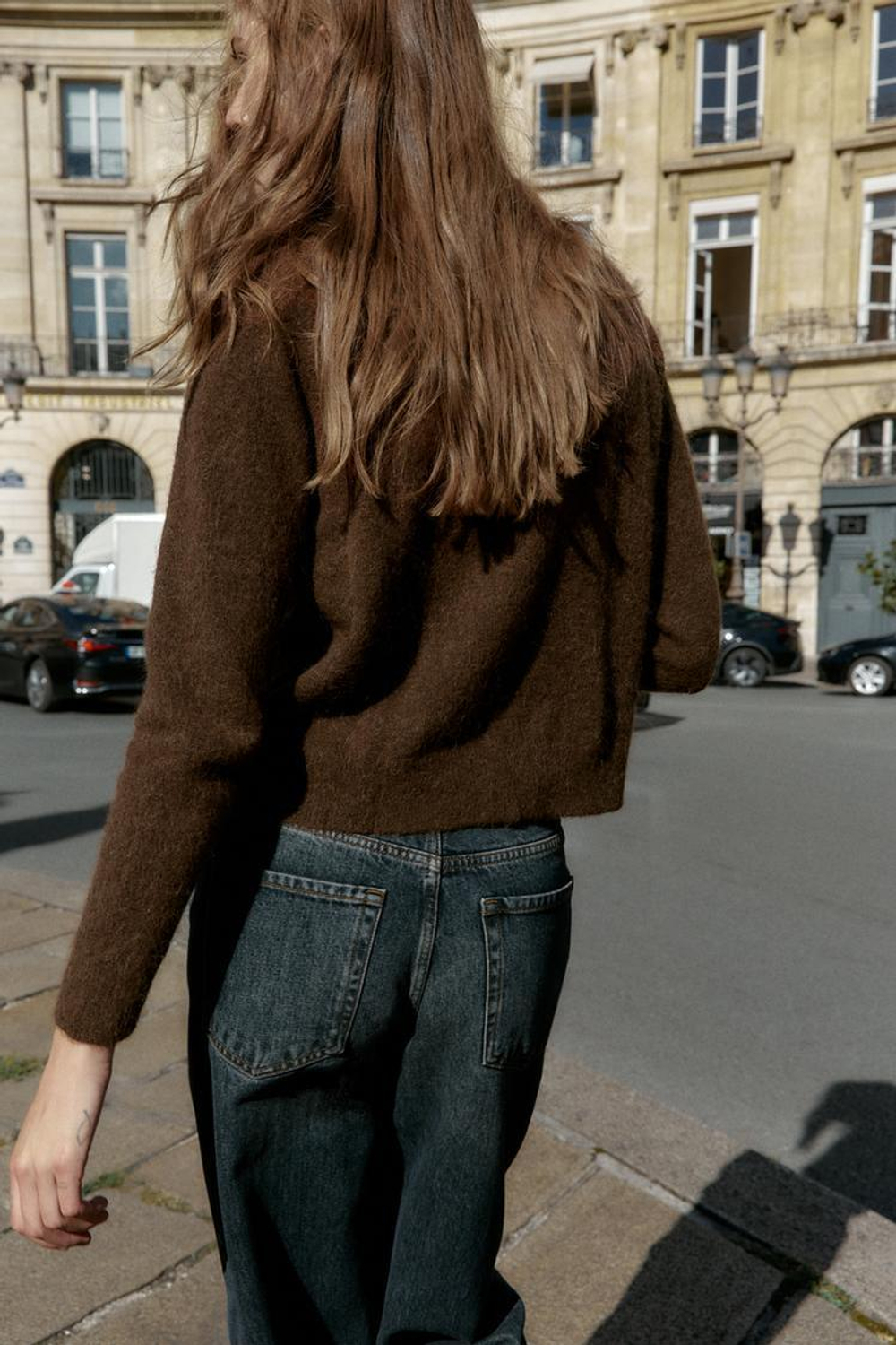 ZARA СВИТЕР ИЗ ШЕРСТИ И АЛЬПАКИ, КОРИЧНЕВЫЙ