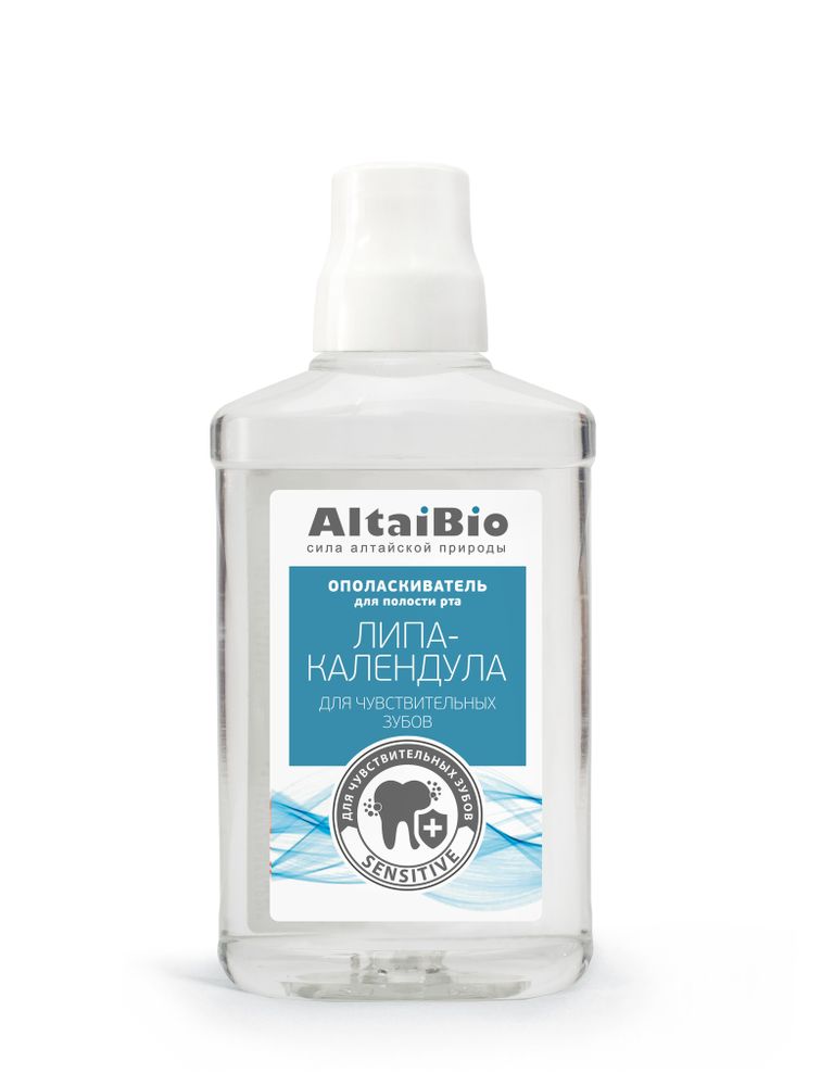 AltaiBio Ополаскиватель для полости рта для чувствительных зубов Липа-Календула, 400 мл, Две линии