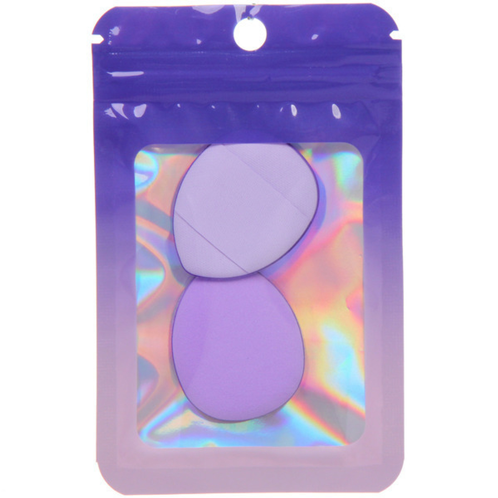 Пуховки-спонжи для макияжа 2шт «ЭФФЕКТО», капли, цвет фиолетовый, 7,5*12см