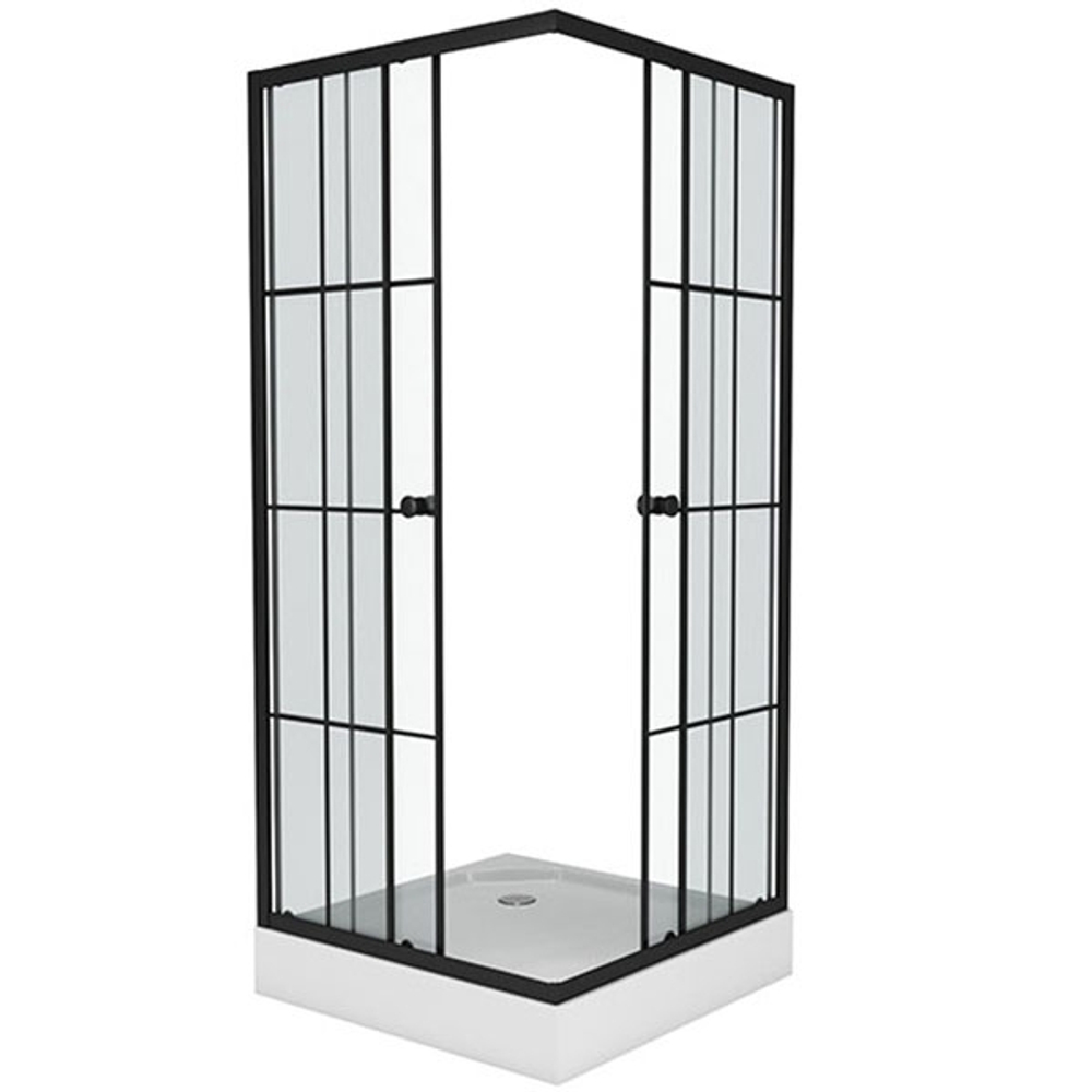 Душевой уголок Niagara Nova NG-0180-14 80х80 профиль Черный стекло прозрачное с принтом