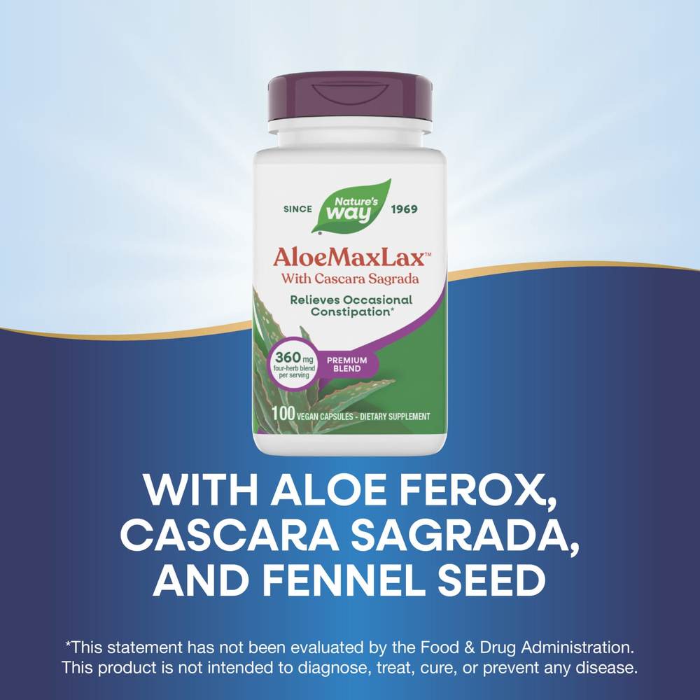 Nature's Way, AloeMaxLax™ с каскара, 100 веганских капсул
