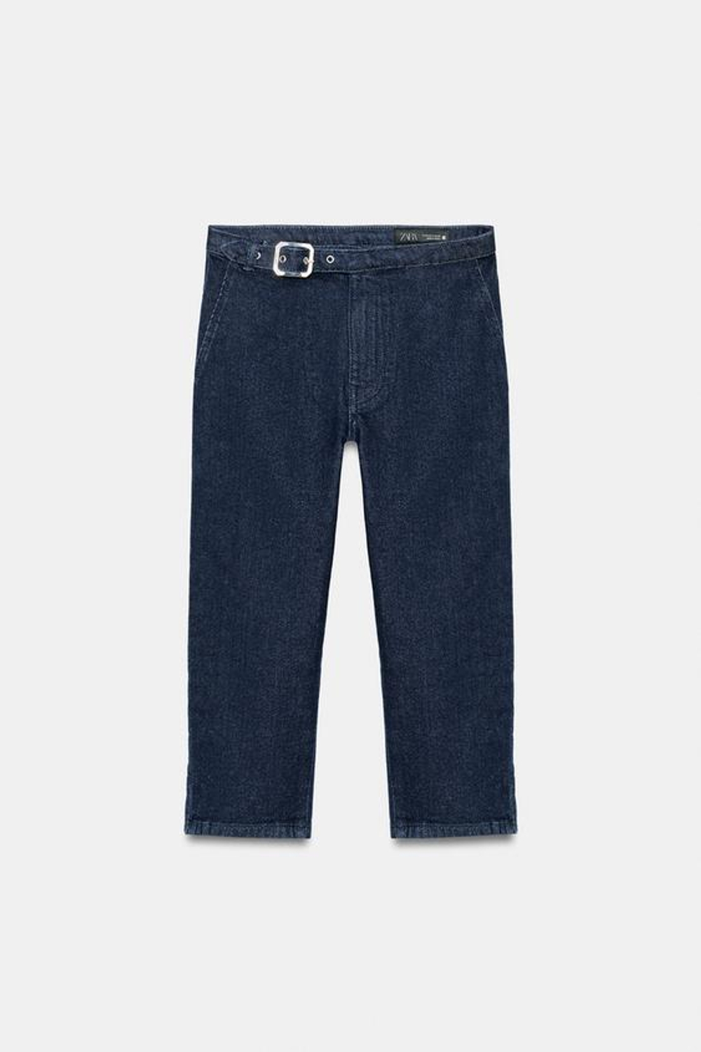 ZARA ДЖИНСЫ КАПРИ Z1975 С ПОЯСОМ, СИНИЙ