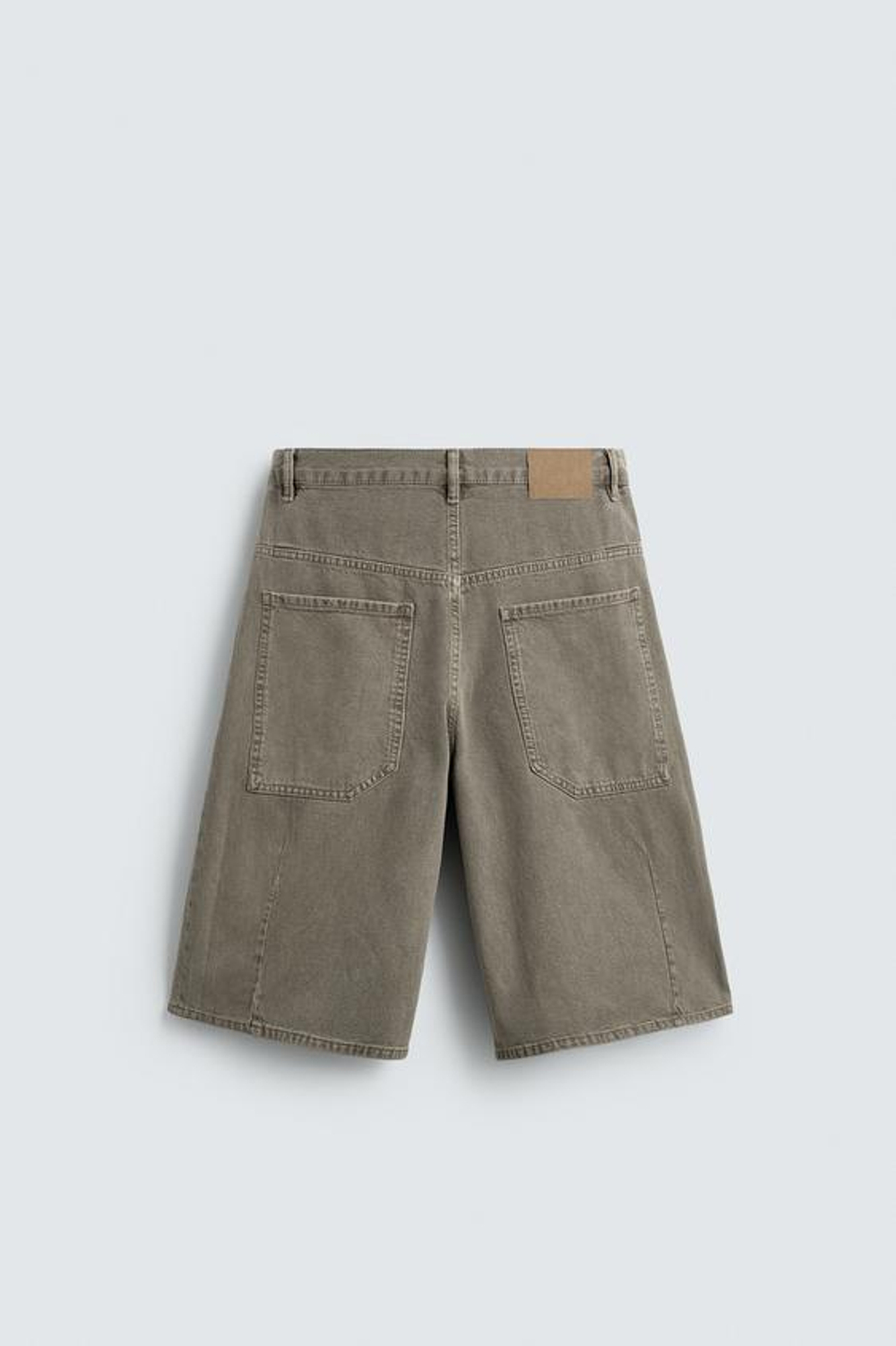 ZARA ДЖИНСОВЫЕ ШОРТЫ BALLOON FIT ИЗ РЕЛЬЕФНОЙ ТКАНИ, ХАКИ