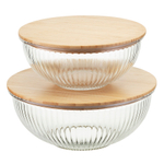 Чаша стеклянная с бамбуковой крышкой harmy, 2 л