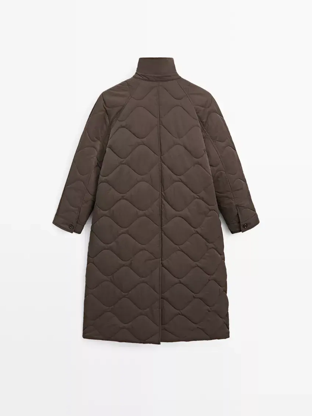 Massimo Dutti Удлиненный непромокаемый пуховик, темный хаки