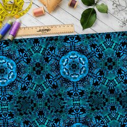 Ткань блэкаут голубой калейдоскоп