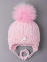 Шапка зимняя вязаная с помпоном для девочки