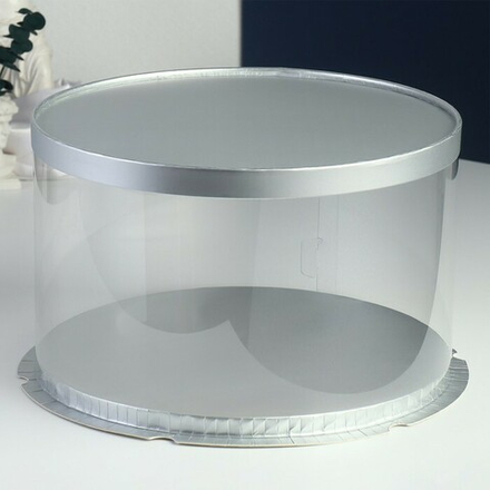 Коробка - Тубус под торт "Серебро", 30 × 30 × 18 см