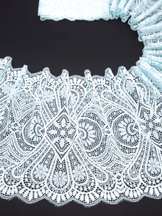 03-204 ОПТ Кружево эластичное 22 см, светло-голубой