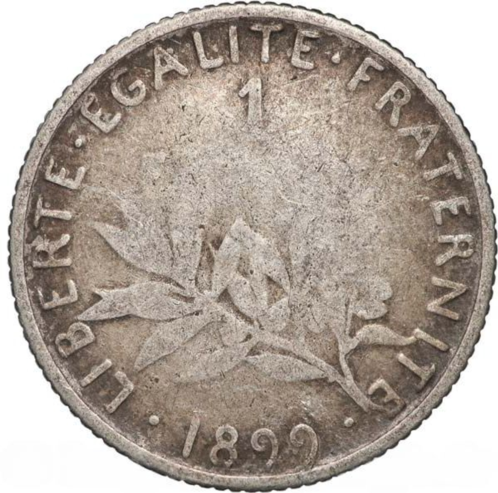 France, 1 Franc, 1899 – "La Semeuse" (Paris Mint), VG