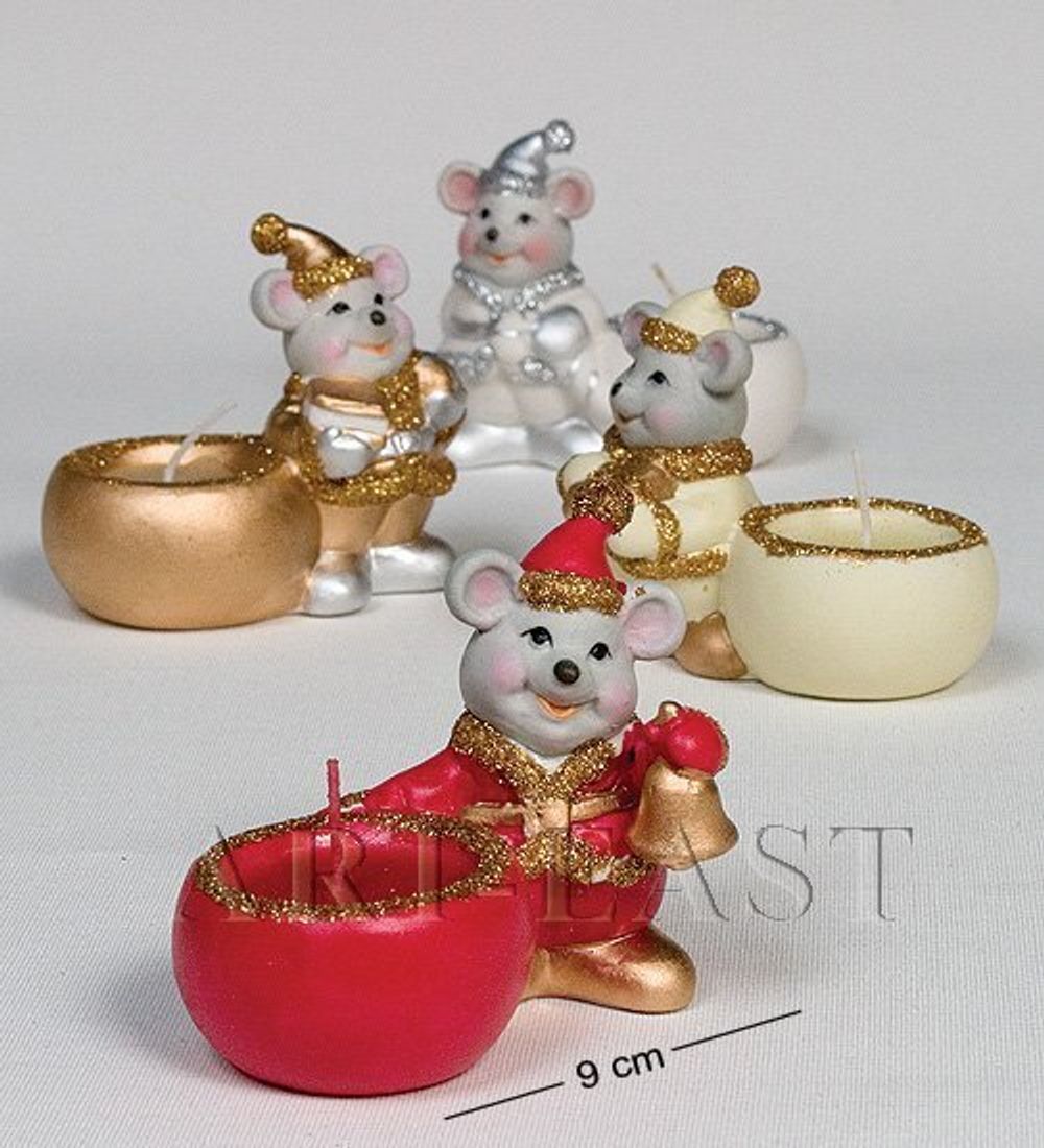 F-T1443-7 Подсвечники «Мышка» мал. ассорт 4 шт