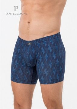 Трусы мужские боксеры удлинённые Pantelemone PMHL-1523, геометрия деним/темно-синяя
