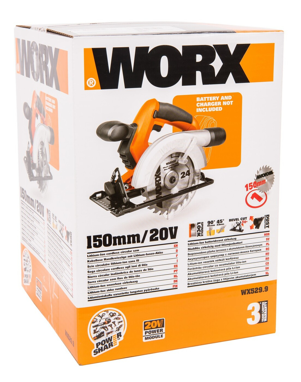 Дисковая пила аккумуляторная WORX SAW WX529.9