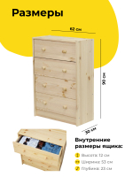 Комод 62х30х90, Раст, деревянный, с 4 ящиками для одежды, игрушек, вещей, из массива сосны, IKEA
