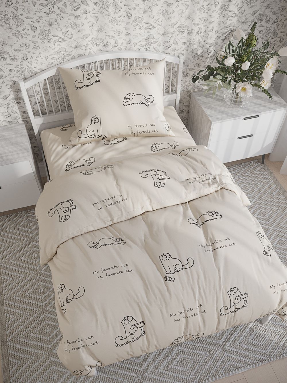 Постельное белье перкаль Сказка "Каприче" 1,5-сп Наволочка 50х70 см 1 шт Простынь 150x215 см Пододеяльник 145x215 см